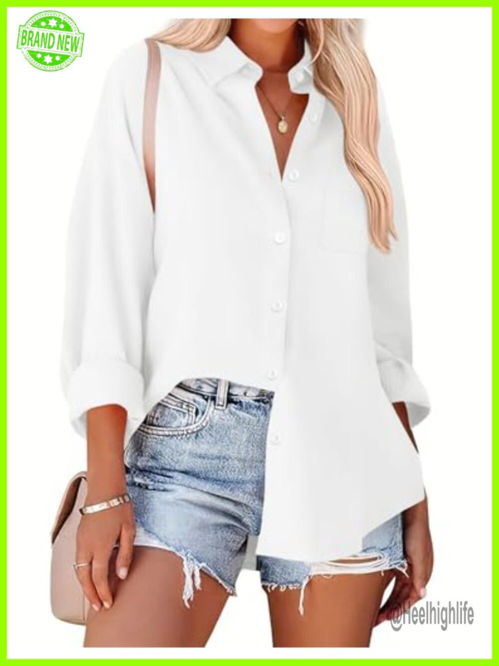 Zeagoo Women's Oversized Button Down Shirt Long Sleeve Blouse with Pocket